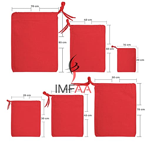 IMFAA Small(25x30) Drawstring Laundry Sack, Stocking, Storage, Muslin 100% Cotton Shopping Bags. (Pack-10, Red) - Image 2