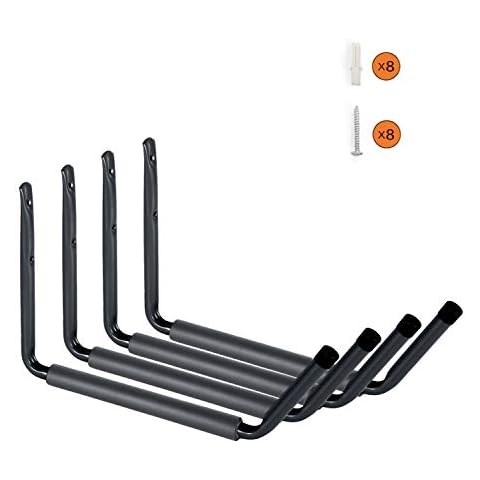 Wintek Heavy Duty Giant Arm Hang-It-All Wall Mount Storage Hook Rack for SUP&Surfboard,Ski&Snow Board,Skate Board,Long Board,Paddle Board|Home Garage Storage&Organization Hangers-4 Pack (Black) Cover