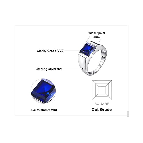 Jewelrypalace Men's Square 2-3ct Natural Smoky Quartz Created Ruby Alexandrite Sapphire Simulated Emerald Engagement Ring, 14K White Gold Plated 925 Sterling Silver Promise Rings, Gemstone Jewelry2