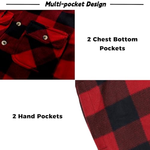 Image of LeeHanTon Mens Flannel Jackets Sherpa Lined Fleece Zip Up Winter Warm Workout Plaid Sweatshirt with Hood
