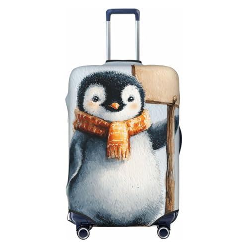 Cute Penguin Watercolor Elastic Travel Luggage Covers Dustproof Scratch-Resistant Suitcase Protector Fit 22-24 Inch
