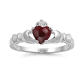 CHOOSE YOUR COLOR Sterling Silver Claddagh Heart Promise Ring