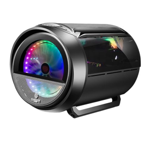 Gabinete circular transparente para computadora con enfriamiento por agua, diseño antivibración en acero negro compatible con placas madre ATX, pies estables para uso en escritorio para juegos y hogar miniatura 1