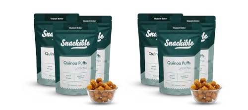 Image of Snackible Sriracha Quinoa Puffs (Pack of 6) - 6x35gm | Healthy Snack | Superfood Snack | Roasted | No MSG | No Palm Oil | Savoury Snack | Made with Quinoa, Jowar & Oats