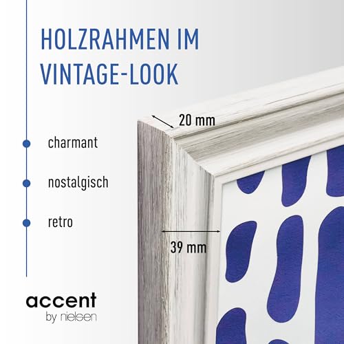accent by nielsen Holz Bilderrahmen Vintage, 30 x 40 cm, Weiß – Ansicht 3
