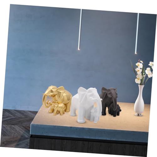 Figurines ornement d'éléphant jungle en résine dorée - 4
