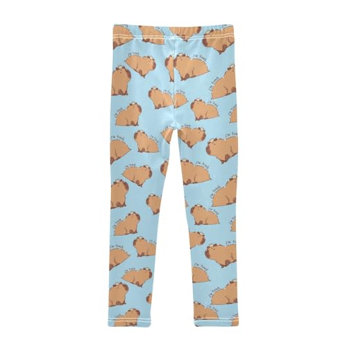 senya Girls Printed Leggings Yoga Pants Capybara I'm So Tired Pattern for Kids in 4t to 10 Years, 4T2