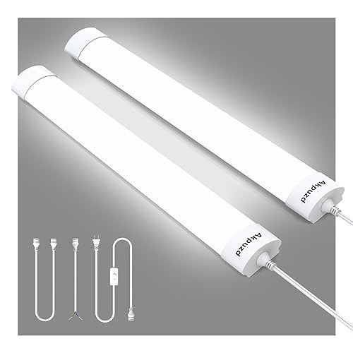 Image of 2Pack Plug in Ceiling Lights, 2FT Plug in Light, IP66 Waterproof 18W LED Tube with NO /Off Switch, 2000lm LED Closet Light 5000K Kitchen, Bathroom, Garage, Vanity...