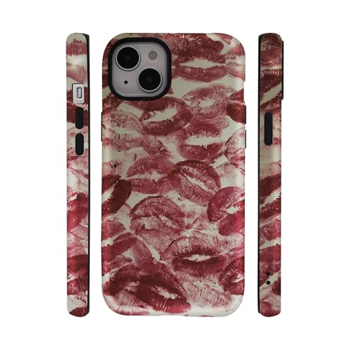 qizjio Lips Phone Case Shockproof Protective Kiss Lipgloss Phone Cover for iPhone 15 Plus/14 Plus
