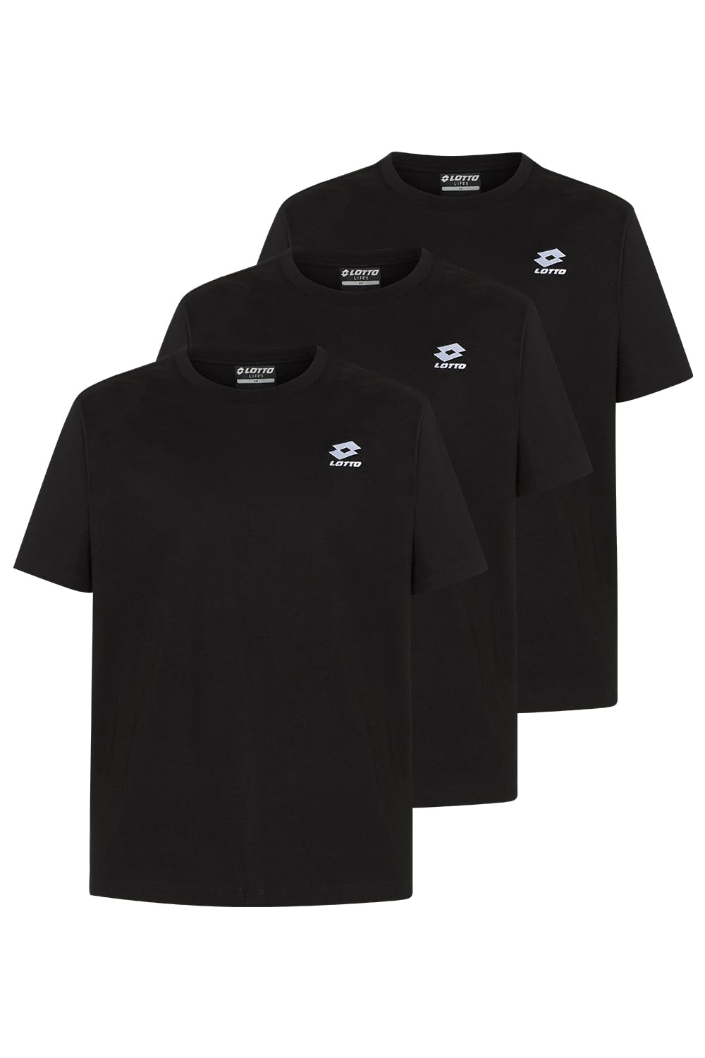 Lotto Basic Tshirt Herren 3er Pack I Regular Fit T Shirt Herren aus 100% Baumwolle I T Shirts Männer mit kleinem Logo I Herren Shirts Kurzarm I Herren Tshirt Größe M-5XL