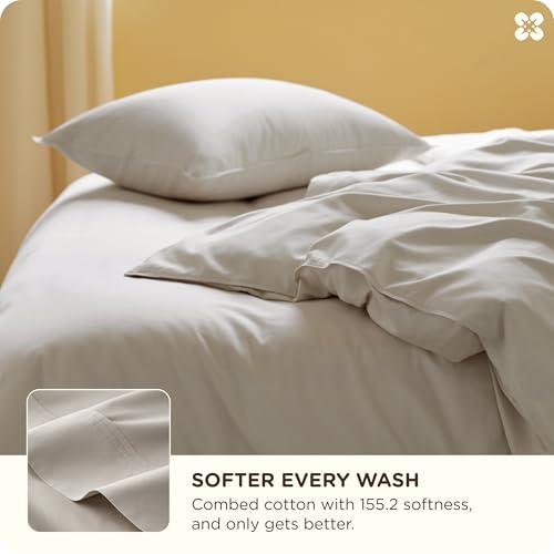Image of Bedsure Cooling Duvet Cover King Size, Cotton & Viscose Derived from Bamboo Duvet Cover Set, PureWoven Ultra-Soft, Breathable & Lightweight Home Bedding for All Seasons (Linen,104 inchx90 inch)