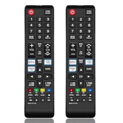 2 Pack Universal Remote for Samsung TV Remote Control with Prime Video, Netflix, Rakute TV Button, Samsung Remote Controls for Smart TV LCD UHD LED Hdtv QLED 3D 4K 8K TVs All