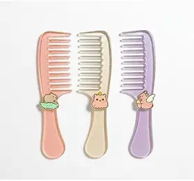 Pente Infantil Capivara para Cabelos Cacheados, com Dentes Suaves, Leve e Compacto, Cores Sortidas, 1 Unidade