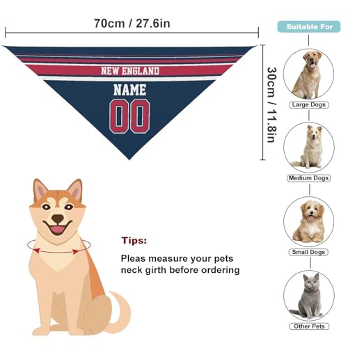 New England Personalized Dog Bandana Custom Design Name Number Dog Scarf Personalized Football Dog Bandana Gifts for Dogs Cats  Cucciolini Doodles New england personalized dog bandana custom design name number dog scarf personalized football dog bandana gifts for dogs cats   cucciolini doodles