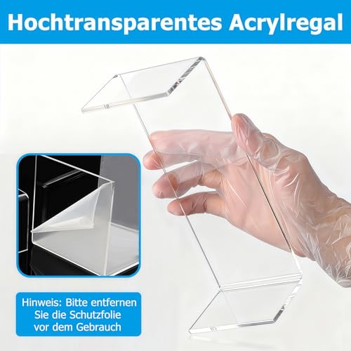 Kisizity 10 Pcs Acryl Display Ständer, 5 Größen Rechteckige Acryldisplay Risers, Acryl Tiered Display Stand für Schmuck, Kosmetik, Cupcakes, Makeup, Pop-Figuren Halterung (10, Mittelgroß)