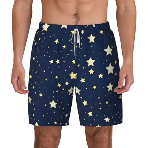 Short de bain homme doublure compression pour plage et surf motif ciel étoilé bleu