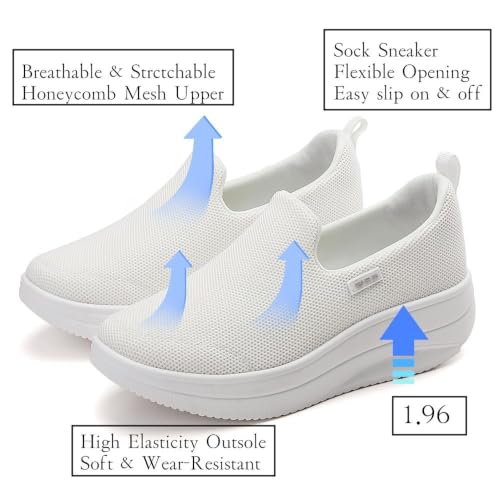 Image of Walking Shoes for Women Slip On Nurse Slip Resistant Work Sock Sneakers Food Service Platform Comfortable Weight Light