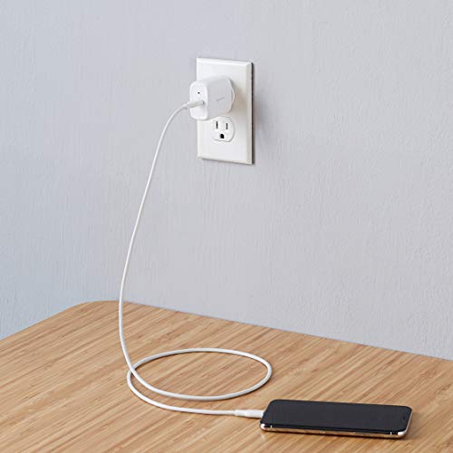 Image of Amazon Basics 20W Foldable USB-C Wall Charger with Power Delivery for Tablets & Phones (iPhone 16 /15 /14 /13 /12 /11 /X, iPad, Samsung), Portable, Non-PPS, White