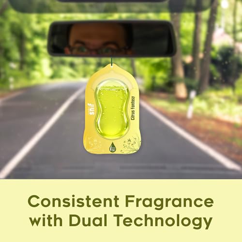 Image of Car Air Freshener Hanging - Snif Gel Car Perfume, Essential Oil Based Long Lasting Car Fragrance (30-45 Days), Odor Eliminator Auto Air Freshener for Car - Citrus Fantasy