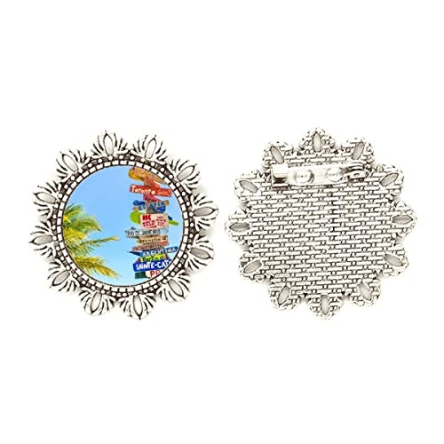 Broche de flores plateadas Guidepost Cloud Sky Direction mediano para chaquetas y solapas