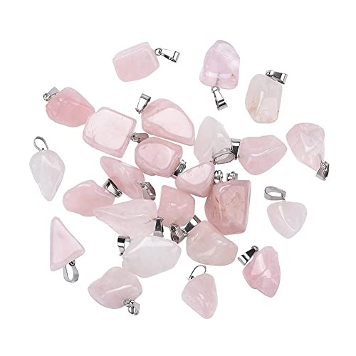 DanLingJewelry 24 colgantes de cuarzo rosa natural curativo de cristal chakras reki piedras preciosas para hacer manualidades y joyas Cover