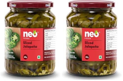 Image of Neo Sliced Jalapenos 680g I 100% Plant Based I Ready-to-Eat Fibre-Rich Topping for Pizza, Pasta, Wraps and Salads I (Pack of 2)