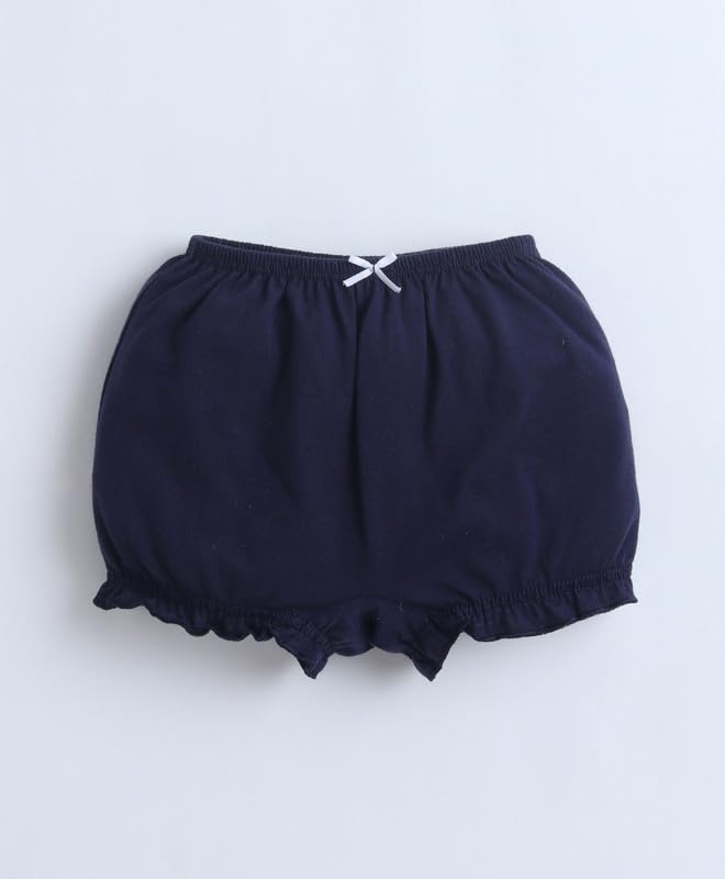 BUMZEE Girls Cotton Solid Color Bloomers Pack of 3 Navy & Mint Green - 5-6 Years (Peb11415H-nbl)