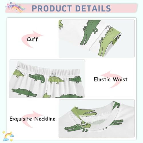 Pajama Sets Long Sleeve Crocodile Bird Pattern Print Soft Comfy Sleepwear 2 Piece PJS 3-8T4