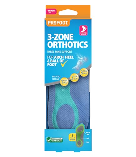 Profoot 3-Zone Orthotics Insole - Advanced Support Insoles for Women - Ideal for Plantar Fasciitis, Knee & Back Pain, and Pronation - Relief for Achilles Injuries - Foot Insoles