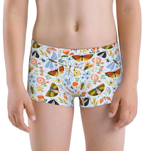 Boys' Cotton Boxer Brief Soft Underwear-Insects And Flowers