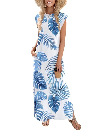 Image of Zeagoo Summer Dresses for Women 2026 Long Maxi Sundresses Loose Split Wrinkle-Free Beach Travel Vacation Clothes