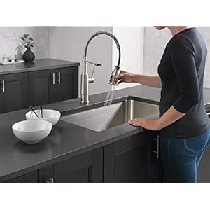 Delta Faucet Theodora Pro Commercial Style Kitchen Faucet with Pull Down Sprayer, Brushed Nickel Commercial Kitchen Faucet, Spring Kitchen Faucet, Spotshield Stainless 18804Z-SP-DST Delta Faucet Theodora Pro Commercial Style Kitchen Faucet with Pull Down Sprayer Brushed Nickel Commercial Kitchen Faucet Spring Kitchen Faucet Spotshield Stainless 18804Z SP DST