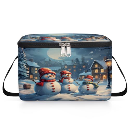 GzLeyigou Snowman Christmas Lunch Bags for Women Men 9 Cans, Hot & Cold Food Delivery Bag Insulated Grocery Bag Insulated Lunch Box Cooler Bag for Office Work Picnic Beach