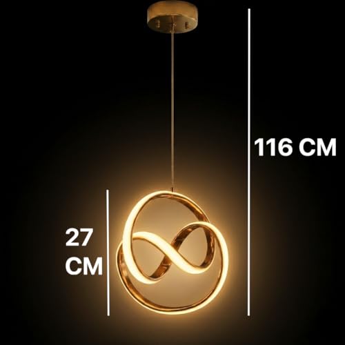 Image of Groeien 12W | 3 Color Gold Finish Modern LED LoopSphere Ceiling Lamp Fixture | Chandelier for Home, Indoor, Outdoor,Living Room, Bedroom Ceiling Lamp Fixture(LoopSphere, 1)