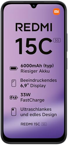 Xiaomi Redmi 15c 4+128GB 6.9" 5G Midnight Black DS ITA