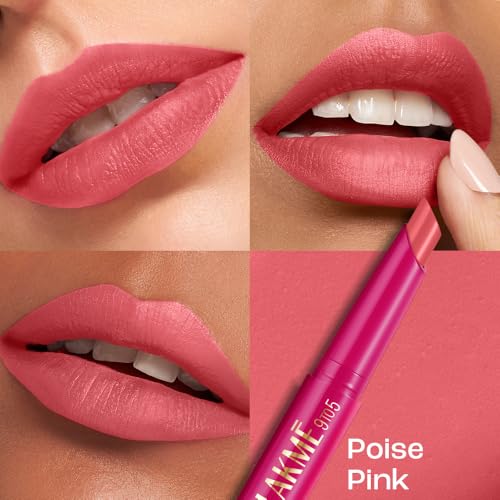 Image of Lakme 9 to 5 Forever Matte Lip Crayon, Poise Pink, 1.1g, for Smooth and Supple Lips, with Vitamin C, Matte Finish, 8 Hr Hydration, Long Lasting all day comfort, Retractable Crayon