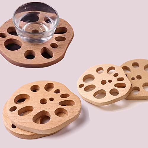4 Piezas Posavasos Madera Natural, CandyAlley Posavasos de Cristal, Posavasos DIY Reutilizable Posavasos Redondo para el Hogar, Oficina, Decoración Mesa, para Posavaso y Manualidades(9.5X8.5X0.8cm) Cover
