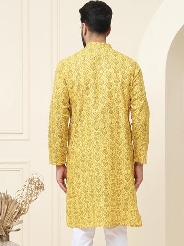 Image of SOJANYA (Since 1958 Men's Silk Blend Kurta with Multi Color Embroidery