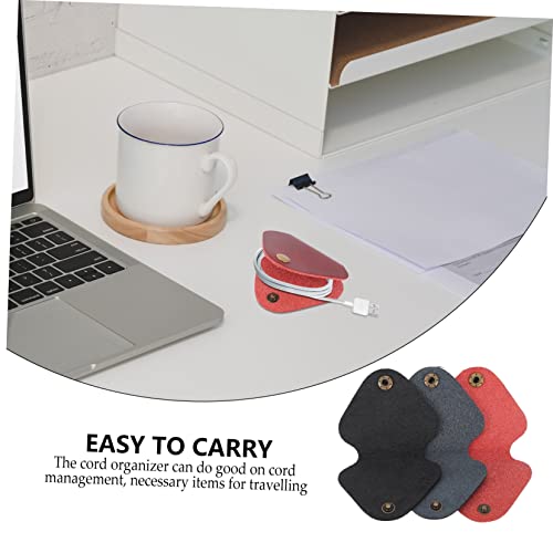 ARTIBETTER 6pcs Cable Organizers de Material de Cuero para Gestión de Cables Bajo Escritorio, Organizador para Auriculares, Enrollador de Cables miniatura 3
