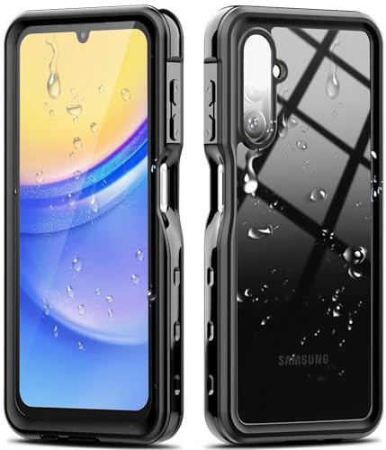 Hllhunkhe for Samsung Galaxy A15 5G Waterproof Case with Built-in Screen Protector - Rugged Full Body Underwater Dustproof Shockproof Drop Proof Protective Cover for Samsung Galaxy A15 5G, Black