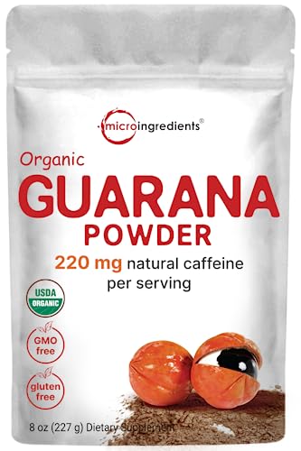 Micro Ingredients Organic Guarana Powder 1 000mg Per Serv 8 Ounces | 220mg Natural Caffeine Energizer Brazilian Herbal Extract Raw Bulk Superfood Coffee Substitute Vegan Friendly & Non-GMO