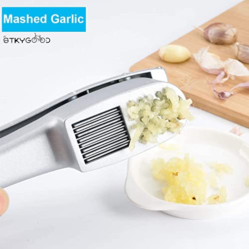 Garlic Press, Garlic Mince and Garlic Slice, 2 in 1 Garlic Press, Crushing Easy-Squeeze Garlic Press, Ergonomic Handle Rust Proof Dishwasher Garlic Press