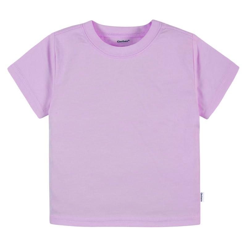 Image of Gerber Baby & Toddler 5-Pack Solid Short Sleeve T-Shirts Jersey 160 GSM