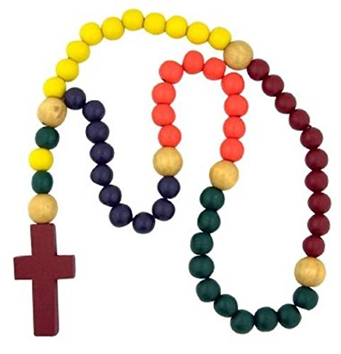 Large Multi Color Wood Prayer Bead 21  Kiddie Rosary Religious Nursery Wall Decor