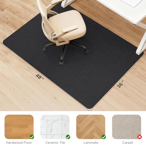 Sycoodeal Chair Mat,36\" x 48\" Office Chair Mat for Hardwood and Tile Floor, Heavy Duty Floor Protector for Rolling Chairs,Non-Slip,Computer Mat for Home Office(Black) - Thumbnail 2