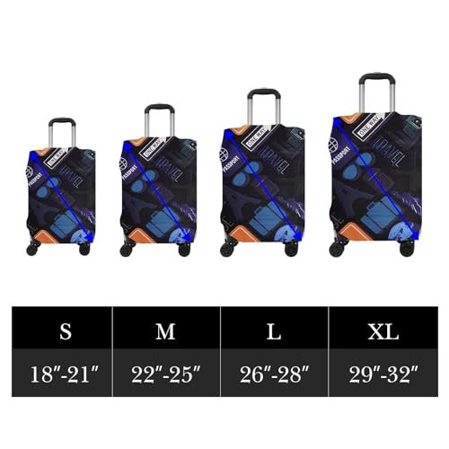 Travel Luggage Cover Protector, Washable Elastic Suitcase Cover, Luggage Protective Cover for 18-21 Inch Luggage (Background Landmark, S)2