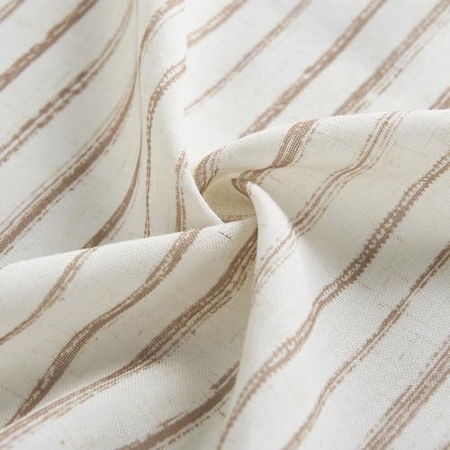 Visillo de lino premium texturado PONY DANCE, cortina corta elegante con pasabarra, beige 8