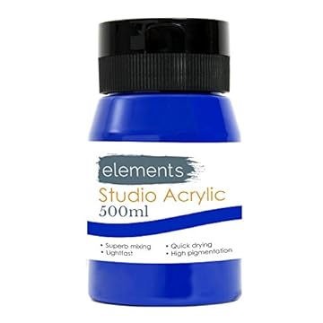 Elements 500ml Acrylic Paint 500 ml Tub - Quick Drying Acrylic Paints with High Pigment and Vibrant Colour Pigment Ultramarine