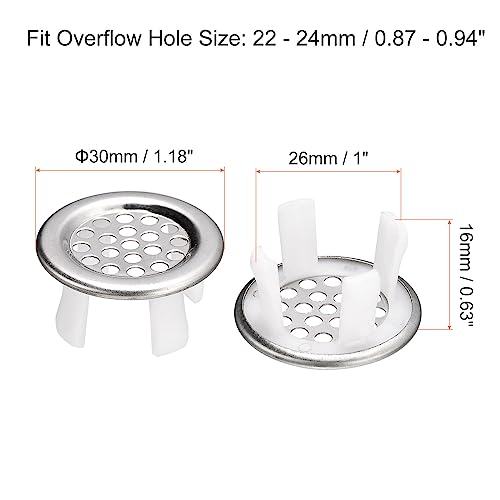 QUARKZMAN 2Stk Spüle Trimmung Überlauf Deckel Spüle Überlauf Ringe 26mm Metall Bad Küche Becken Locheinsatz Rund Kappen Silber