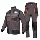 Honghuang Maßgeschneiderte Arbeitskleidung mit Mehreren Taschen für Mechanische Werkstätten Arbeiteruniformen mit Individuellem Logo Personalisierter Arbeits Mantel und Hosen Anzug Color1,5XL